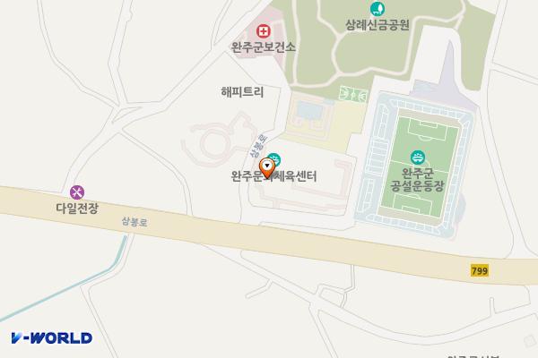 완주공설운동장 위치 지도 — 전북특별자치도 완주군 삼례읍 신금리 416-3 문화체육센터,향토문화예술회관