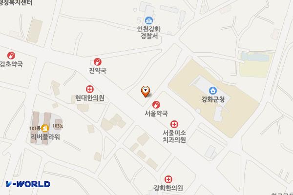 중앙로주차장 위치 지도 — 인천광역시 강화군 강화읍 관청리 1015-1