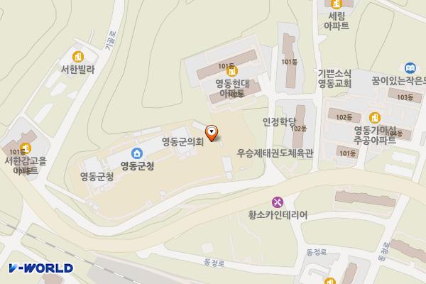 영동군청 위치 지도 — 충청북도 영동군 영동읍 동정로 1