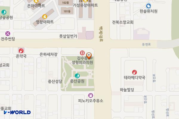중산공원도서관 옆 위치 지도 — 전북특별자치도 전주시 완산구 메너머4길 11