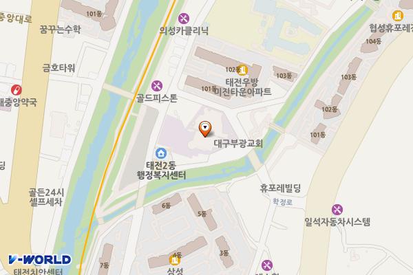 대구시_대구부광교회 위치 지도 — 대구광역시 북구 칠곡중앙대로52길 38