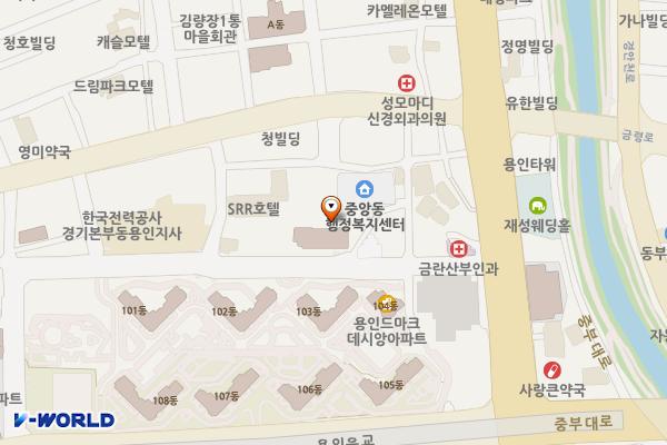 중앙동주민센터 위치 지도 — 경기도 용인시 처인구 금령로90번길 3-20