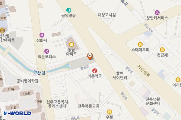 건산천1 위치 지도 — 전북특별자치도 전주시 덕진구 금암동 400-1