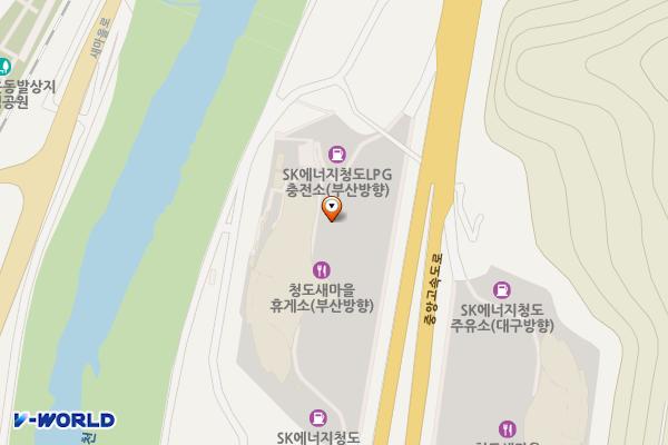 청도새마을휴게소(부산방향) 위치 지도 — 경상북도 청도군 청도읍 하지길 59-49