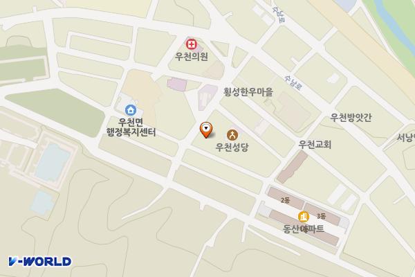 우천제2공영주차장(우천우체국 인근) 위치 지도 — 강원특별자치도 횡성군 우천면 우항리 754-7