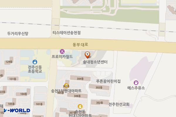 송천도서관 위치 지도 — 전북특별자치도 전주시 덕진구 솔내로 212