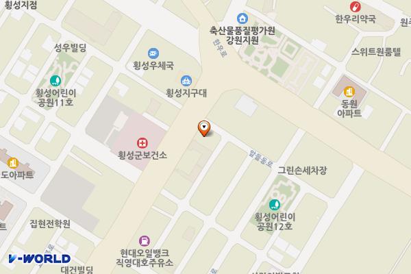 횡성동물병원 인근 공터주차장 위치 지도 — 강원특별자치도 횡성군 횡성읍 읍상리 676-1