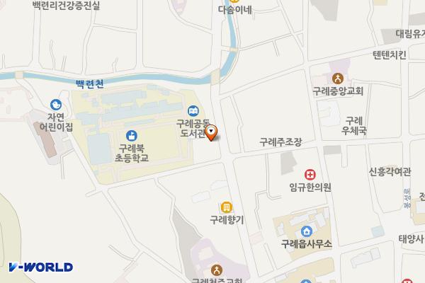 구례읍 북초등학교 인근 주차장 위치 지도 — 전남광주통합특별시 구례군 구례읍 봉동리 485