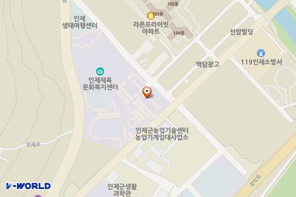 하늘내린센터 위치 지도 — 강원특별자치도 인제군 인제읍 비봉로44번길 100