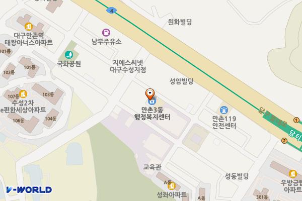 대구시_만촌3동행정복지센터 위치 지도 — 대구광역시 수성구 교학로2길 45