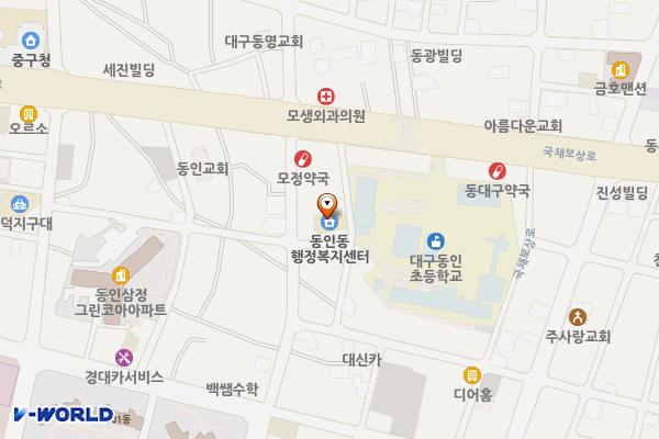 대구시_동인동 행정복지센터 위치 지도 — 대구광역시 중구 국채보상로142길 19-5