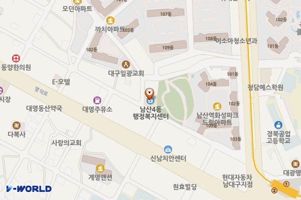 대구시_남산4동 행정복지센터 위치 지도 — 대구광역시 중구 남산로1길 42