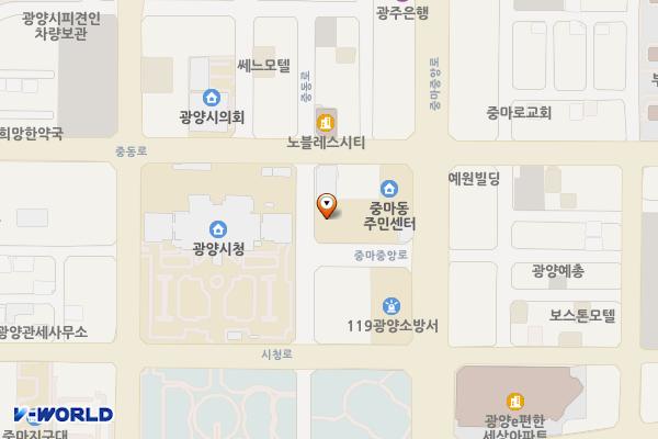 중동행정타운공영주차장 위치 지도 — 전남광주통합특별시 광양시 중마중앙로 115-10
