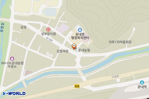 태기산막국수~세븐일레븐(둔내점) 위치 지도 — 강원특별자치도 횡성군 둔내면 자포곡리 415-2
