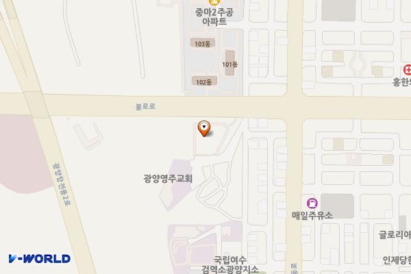 중동 영주교회 옆 위치 지도 — 전남광주통합특별시 광양시 중동 1375-17