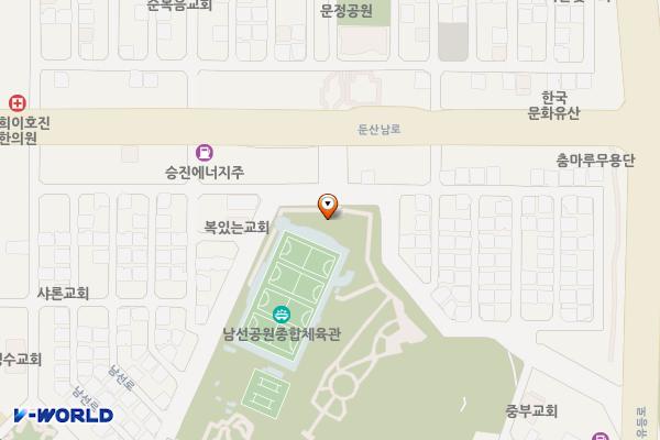 남선공원종합체육관 위치 지도 — 대전광역시 서구 남선로 66