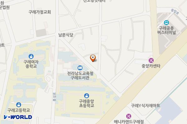 공공도서관 인근 주차장 위치 지도 — 전남광주통합특별시 구례군 구례읍 봉남리 83-7
