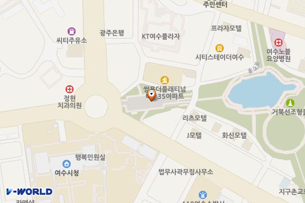 시청로터리 공영주차장 위치 지도 — 전남광주통합특별시 여수시 학동 158