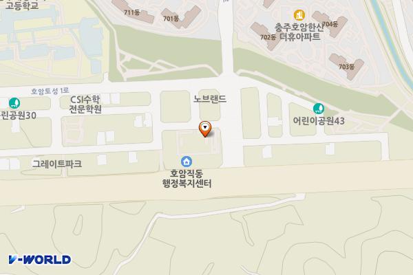 호암직동행정복지센터 위치 지도 — 충청북도 충주시 호암동 1184