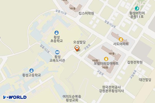 인정국물떡볶이 앞~파워학습법 입시학원 위치 지도 — 강원특별자치도 횡성군 횡성읍 교항리 50-9