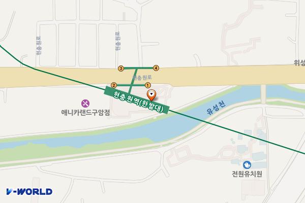 현충원역 환승주차장(대전교통공사) 위치 지도 — 대전광역시 유성구 현충원로 지하455