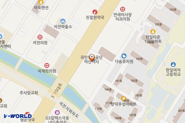마산중앙신협주차장 위치 지도 — 경상남도 창원시 마산회원구 3·15대로 632