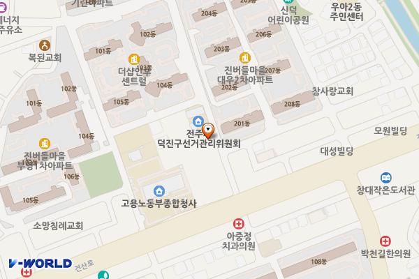 인후3동진버들공영주차장 위치 지도 — 전북특별자치도 전주시 덕진구 진버들5길 15