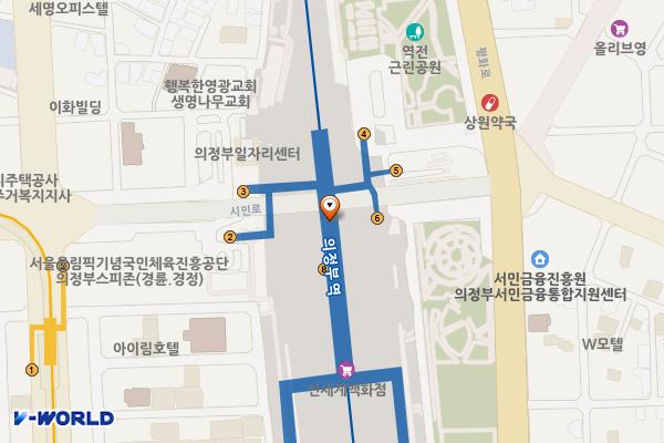 지하도상가(부설주차장) 위치 지도 — 경기도 의정부시 시민로 지하100