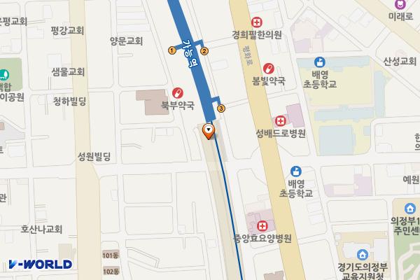 의정부동 제3공영(경원선 밑) 위치 지도 — 경기도 의정부시 의정부동 237-16