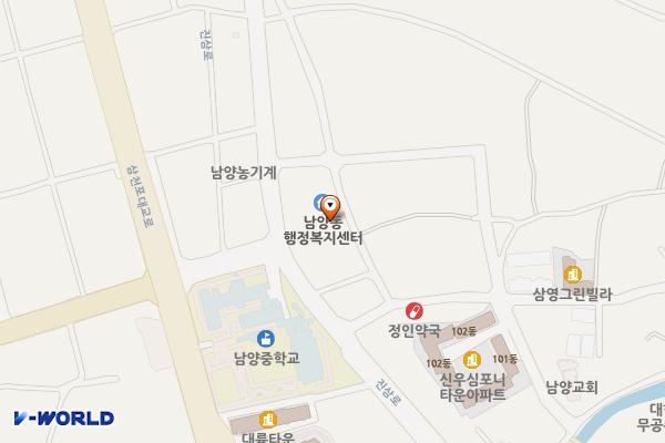 남양동 행정복지센터 위치 지도 — 경상남도 사천시 임내안길 65