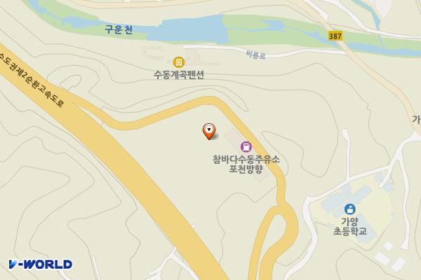 수동휴게소(포천방향) 위치 지도 — 경기도 남양주시 수동면 비룡로 1183