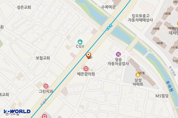 티스테이션 올마이티 강북점 위치 지도 — 서울특별시 강북구 도봉로 398