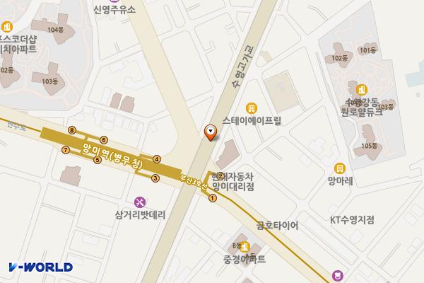 비콘그라운드부설주차장 위치 지도 — 부산광역시 수영구 망미번영로 49-1