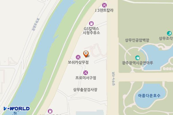 광주 퍼니스 카페앤라운지 위치 지도 — 전남광주통합특별시 서구 천변좌하로 192