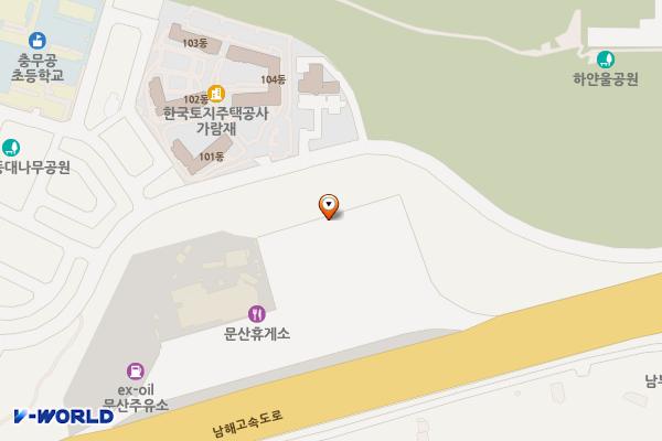 문산휴게소(순천방향) 위치 지도 — 경상남도 진주시 문산읍 남해고속도로 195