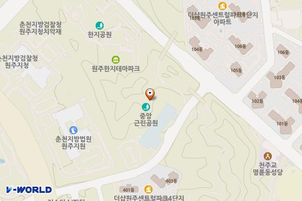 원주중앙공원 배드민턴장 주차장 위치 지도 — 강원특별자치도 원주시 무실동 1918