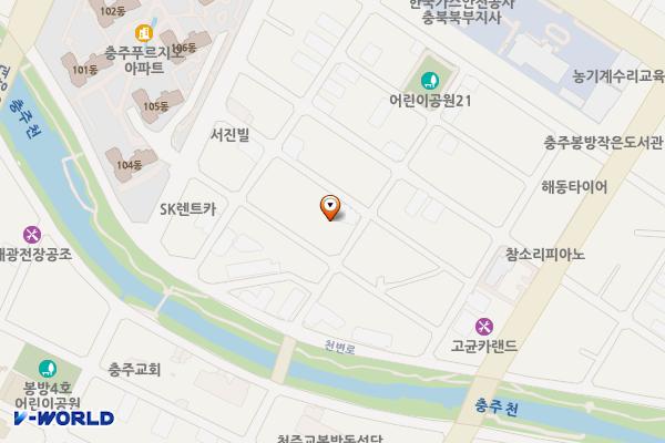 봉방동 스마트 실외 주차장 위치 지도 — 충청북도 충주시 봉방동 279-4