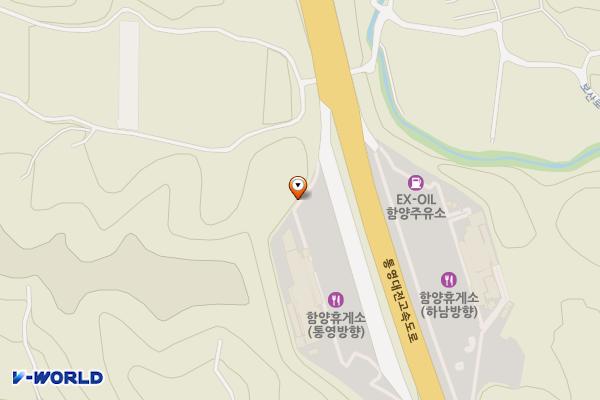 함양휴게소(통영방향) 위치 지도 — 경상남도 함양군 지곡면 효산길 23-31