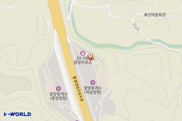 함양휴게소(대전방향) 위치 지도 — 경상남도 함양군 지곡면 효산길 23-11