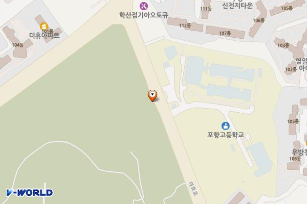 포항시너른마당주차장 위치 지도 — 경상북도 포항시 북구 학산동 산 6-5