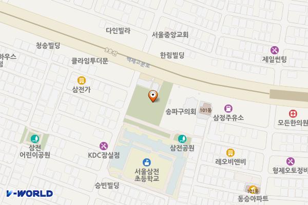 삼전근린공원 공영주차장 위치 지도 — 서울특별시 송파구 백제고분로 240
