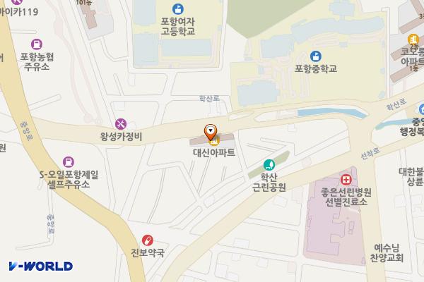 포항 중앙동행정복지센터 위치 지도 — 경상북도 포항시 북구 학산로 26