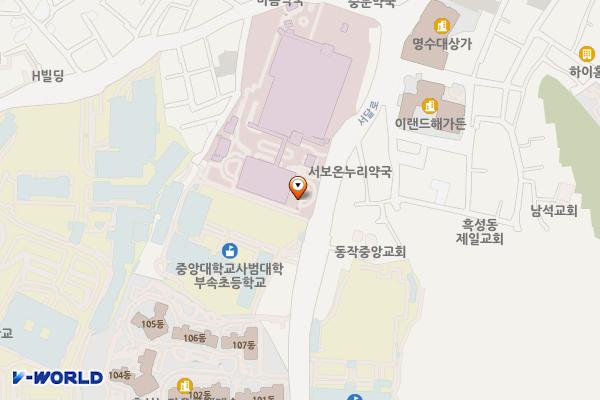 중앙대학교병원 다정관 주차장 위치 지도 — 서울특별시 동작구 흑석로 102