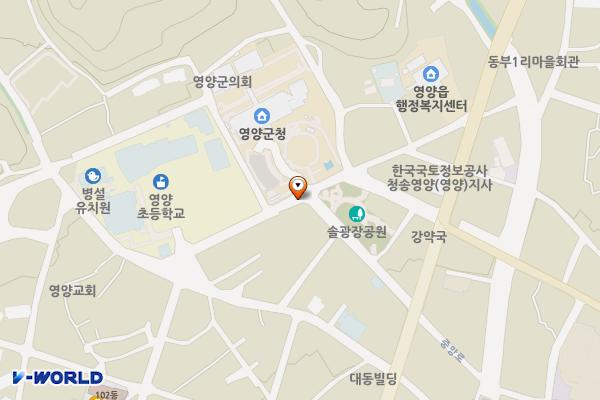 영양군청 정문 앞 공영주차장 위치 지도 — 경상북도 영양군 영양읍 군청길 37