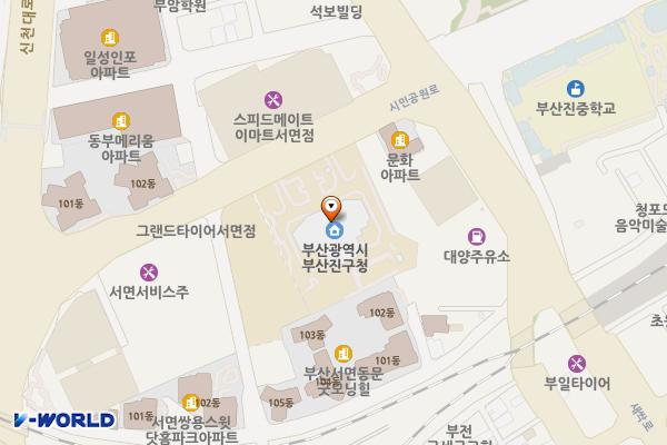 부산진구청 지하1층 주차장 위치 지도 — 부산광역시 부산진구 시민공원로 30