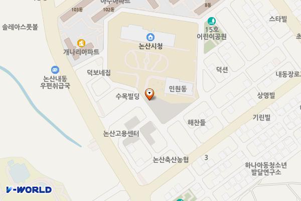 논산시청 앞 공영주차장 위치 지도 — 충청남도 논산시 내동 825