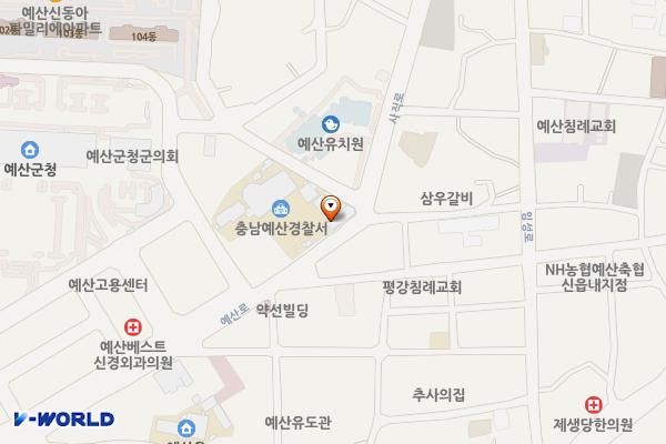 예산 경찰서 위치 지도 — 충청남도 예산군 예산읍 사직로 5