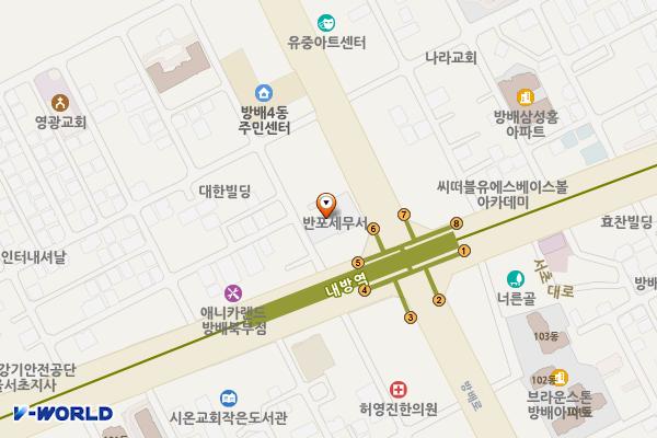 반포세무서 위치 지도 — 서울특별시 서초구 방배로 163