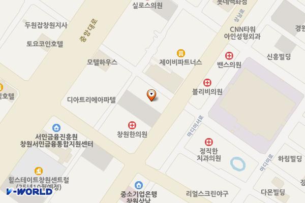 스타타워즈관리사무소 지하4층 주차장 좌측  1국소 위치 지도 — 경상남도 창원시 성산구 중앙대로100번길 14