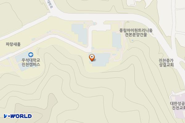 학교법인 우석학원(우석대학교진천캠퍼스) 위치 지도 — 충청북도 진천군 진천읍 대학로 66